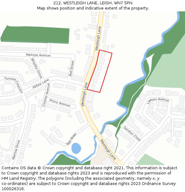 212, WESTLEIGH LANE, LEIGH, WN7 5PN: Location map and indicative extent of plot
