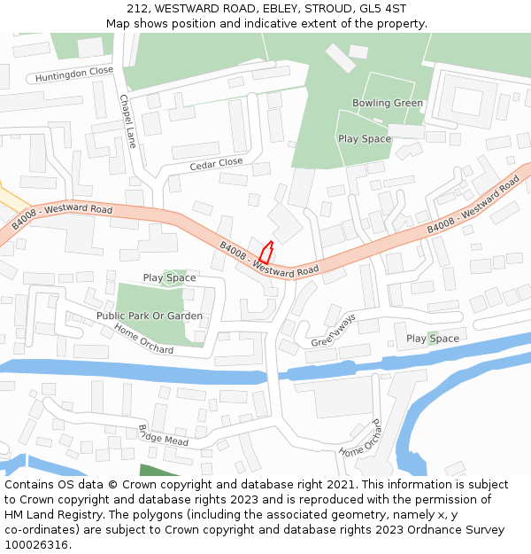 212, WESTWARD ROAD, EBLEY, STROUD, GL5 4ST: Location map and indicative extent of plot