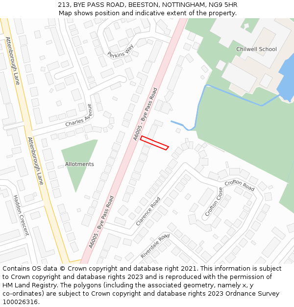 213, BYE PASS ROAD, BEESTON, NOTTINGHAM, NG9 5HR: Location map and indicative extent of plot