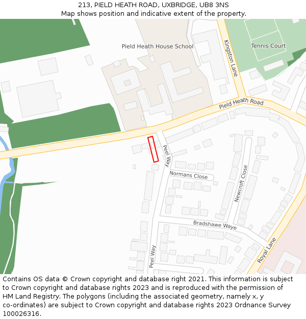 213, PIELD HEATH ROAD, UXBRIDGE, UB8 3NS: Location map and indicative extent of plot