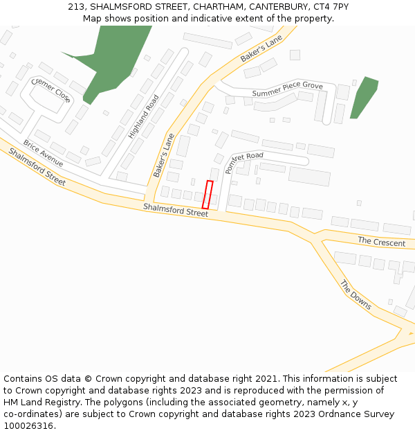 213, SHALMSFORD STREET, CHARTHAM, CANTERBURY, CT4 7PY: Location map and indicative extent of plot