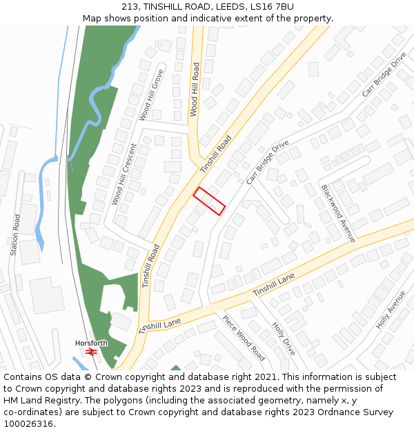 213, TINSHILL ROAD, LEEDS, LS16 7BU: Location map and indicative extent of plot