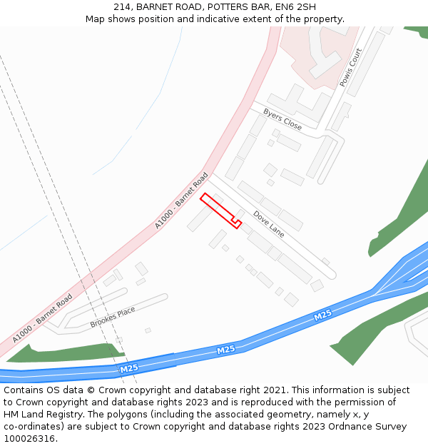 214, BARNET ROAD, POTTERS BAR, EN6 2SH: Location map and indicative extent of plot