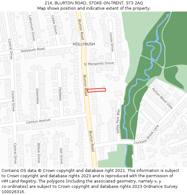 214, BLURTON ROAD, STOKE-ON-TRENT, ST3 2AQ: Location map and indicative extent of plot