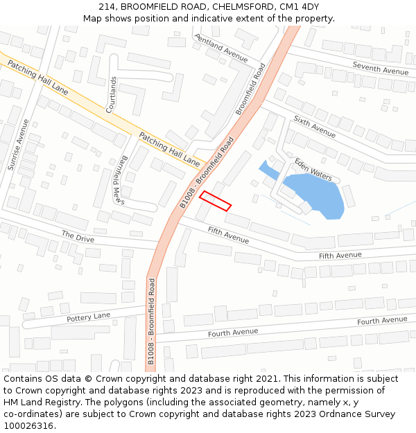 214, BROOMFIELD ROAD, CHELMSFORD, CM1 4DY: Location map and indicative extent of plot