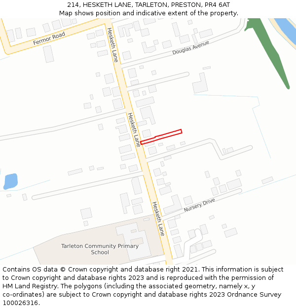 214, HESKETH LANE, TARLETON, PRESTON, PR4 6AT: Location map and indicative extent of plot