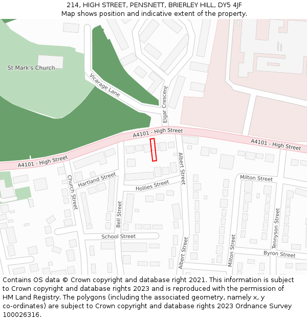 214, HIGH STREET, PENSNETT, BRIERLEY HILL, DY5 4JF: Location map and indicative extent of plot