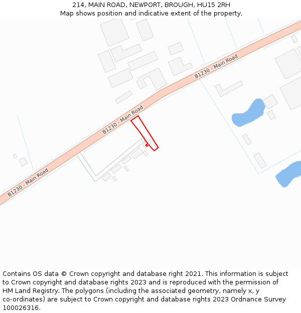 214, MAIN ROAD, NEWPORT, BROUGH, HU15 2RH: Location map and indicative extent of plot