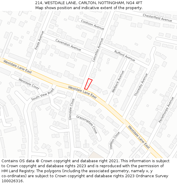 214, WESTDALE LANE, CARLTON, NOTTINGHAM, NG4 4FT: Location map and indicative extent of plot