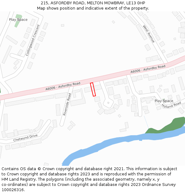 215, ASFORDBY ROAD, MELTON MOWBRAY, LE13 0HP: Location map and indicative extent of plot