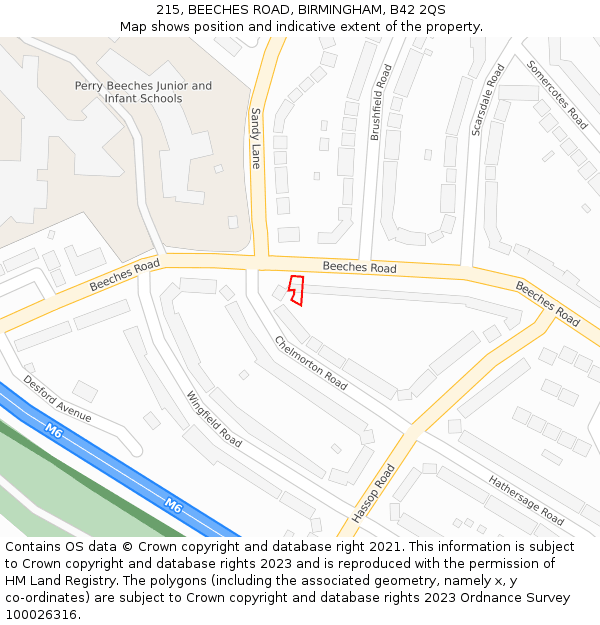 215, BEECHES ROAD, BIRMINGHAM, B42 2QS: Location map and indicative extent of plot