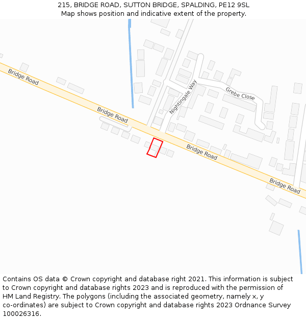 215, BRIDGE ROAD, SUTTON BRIDGE, SPALDING, PE12 9SL: Location map and indicative extent of plot