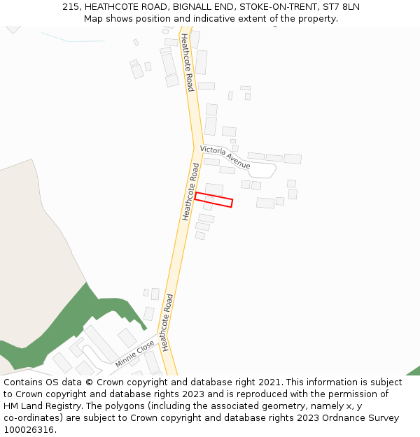 215, HEATHCOTE ROAD, BIGNALL END, STOKE-ON-TRENT, ST7 8LN: Location map and indicative extent of plot