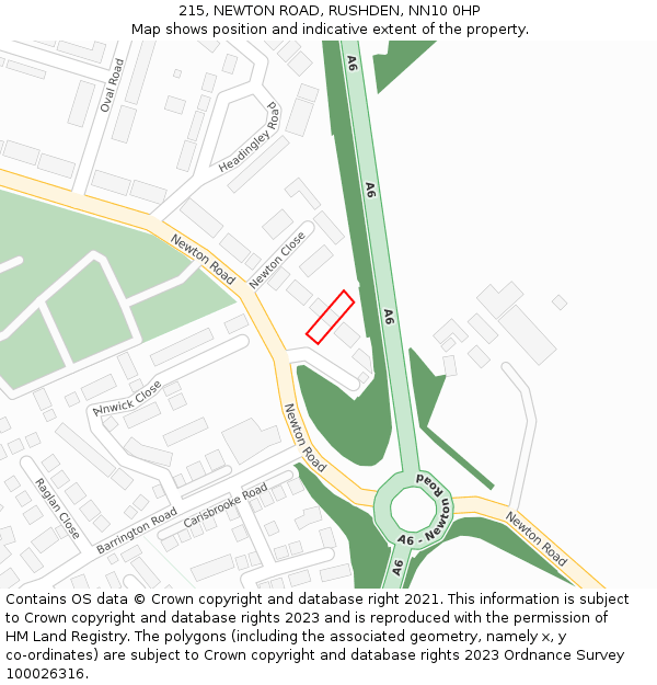 215, NEWTON ROAD, RUSHDEN, NN10 0HP: Location map and indicative extent of plot