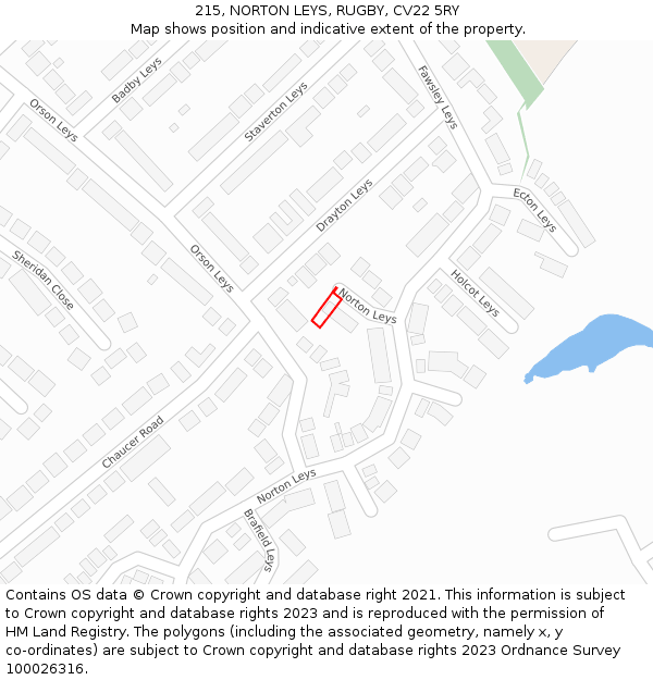 215, NORTON LEYS, RUGBY, CV22 5RY: Location map and indicative extent of plot