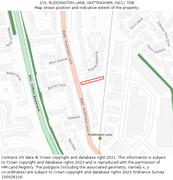 215, RUDDINGTON LANE, NOTTINGHAM, NG11 7DB: Location map and indicative extent of plot