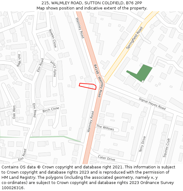 215, WALMLEY ROAD, SUTTON COLDFIELD, B76 2PP: Location map and indicative extent of plot