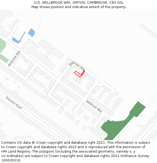 215, WELLBROOK WAY, GIRTON, CAMBRIDGE, CB3 0GL: Location map and indicative extent of plot