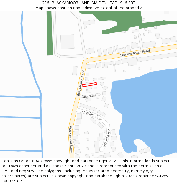 216, BLACKAMOOR LANE, MAIDENHEAD, SL6 8RT: Location map and indicative extent of plot