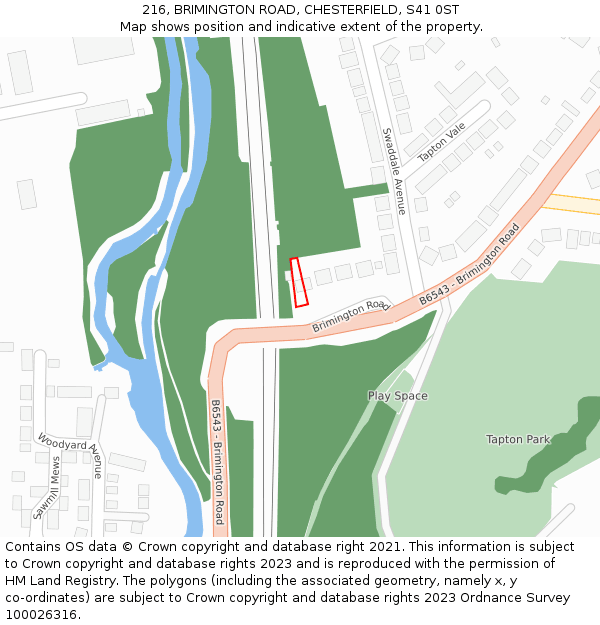 216, BRIMINGTON ROAD, CHESTERFIELD, S41 0ST: Location map and indicative extent of plot