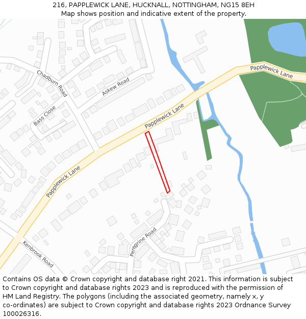 216, PAPPLEWICK LANE, HUCKNALL, NOTTINGHAM, NG15 8EH: Location map and indicative extent of plot