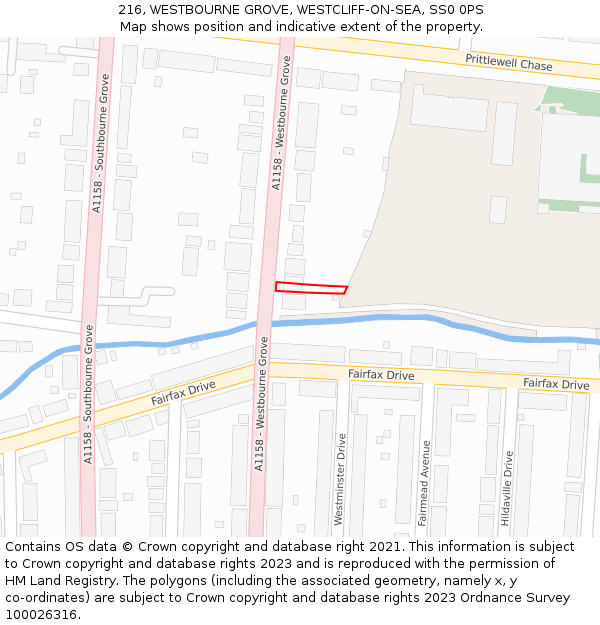 216, WESTBOURNE GROVE, WESTCLIFF-ON-SEA, SS0 0PS: Location map and indicative extent of plot