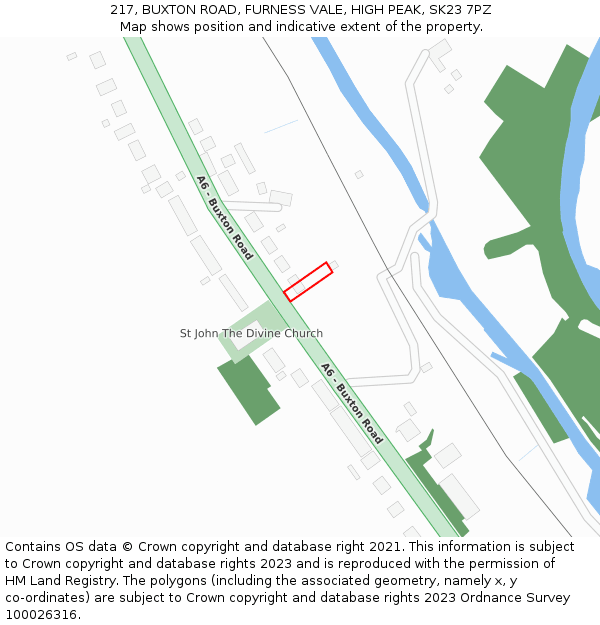 217, BUXTON ROAD, FURNESS VALE, HIGH PEAK, SK23 7PZ: Location map and indicative extent of plot