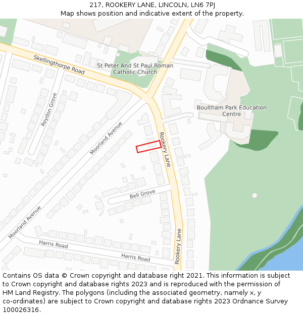 217, ROOKERY LANE, LINCOLN, LN6 7PJ: Location map and indicative extent of plot