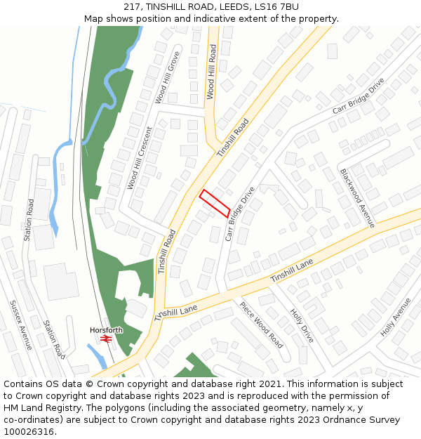 217, TINSHILL ROAD, LEEDS, LS16 7BU: Location map and indicative extent of plot