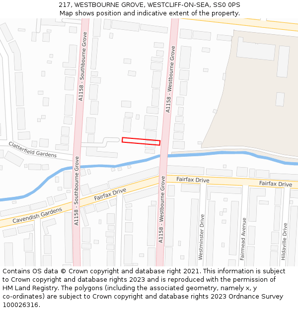 217, WESTBOURNE GROVE, WESTCLIFF-ON-SEA, SS0 0PS: Location map and indicative extent of plot