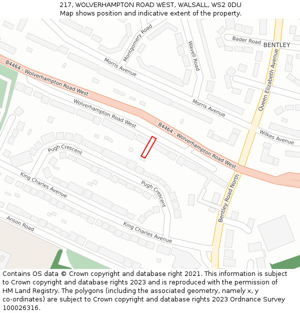 217, WOLVERHAMPTON ROAD WEST, WALSALL, WS2 0DU: Location map and indicative extent of plot