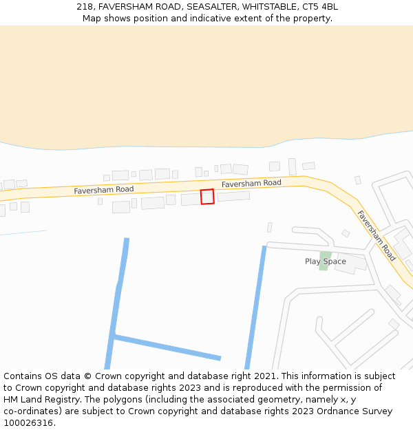 218, FAVERSHAM ROAD, SEASALTER, WHITSTABLE, CT5 4BL: Location map and indicative extent of plot