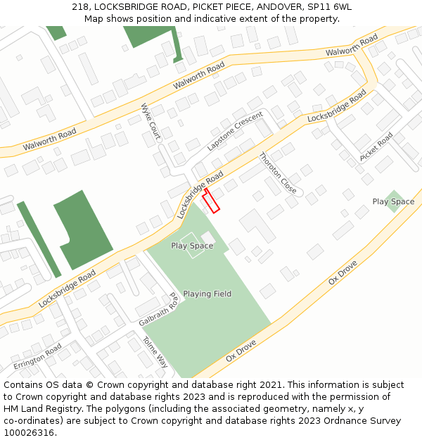 218, LOCKSBRIDGE ROAD, PICKET PIECE, ANDOVER, SP11 6WL: Location map and indicative extent of plot