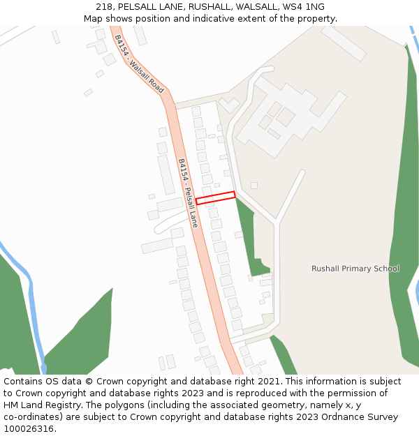 218, PELSALL LANE, RUSHALL, WALSALL, WS4 1NG: Location map and indicative extent of plot