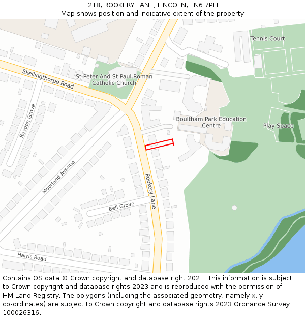 218, ROOKERY LANE, LINCOLN, LN6 7PH: Location map and indicative extent of plot