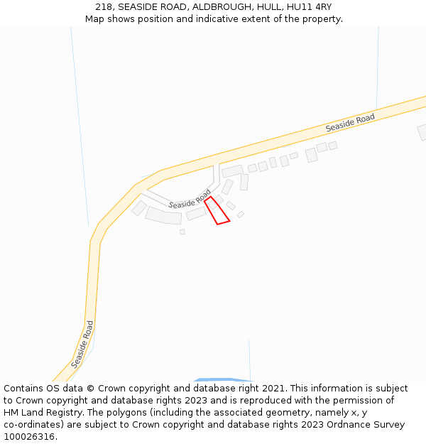 218, SEASIDE ROAD, ALDBROUGH, HULL, HU11 4RY: Location map and indicative extent of plot