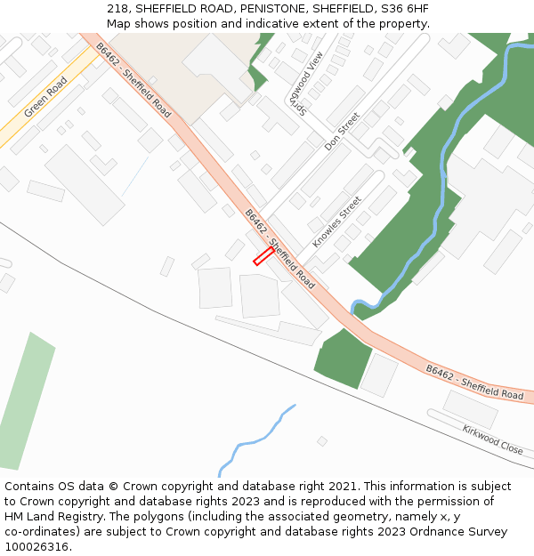 218, SHEFFIELD ROAD, PENISTONE, SHEFFIELD, S36 6HF: Location map and indicative extent of plot