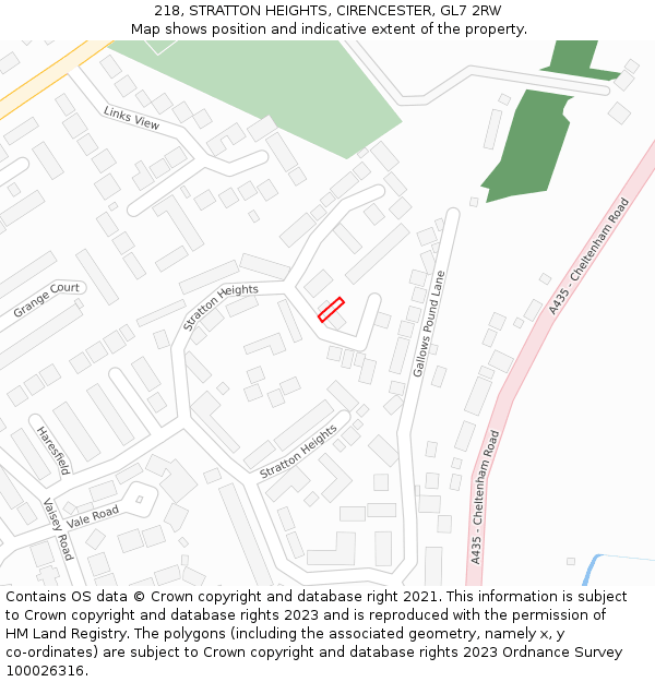 218, STRATTON HEIGHTS, CIRENCESTER, GL7 2RW: Location map and indicative extent of plot