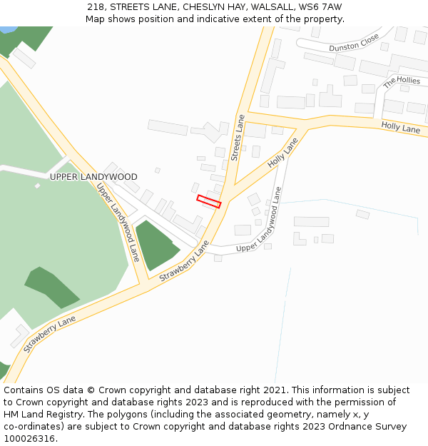 218, STREETS LANE, CHESLYN HAY, WALSALL, WS6 7AW: Location map and indicative extent of plot