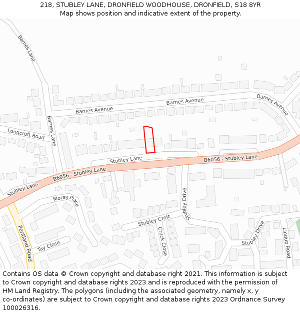 218, STUBLEY LANE, DRONFIELD WOODHOUSE, DRONFIELD, S18 8YR: Location map and indicative extent of plot