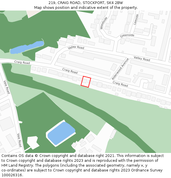 219, CRAIG ROAD, STOCKPORT, SK4 2BW: Location map and indicative extent of plot