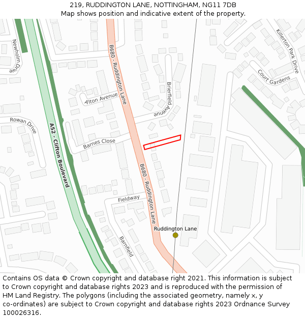 219, RUDDINGTON LANE, NOTTINGHAM, NG11 7DB: Location map and indicative extent of plot