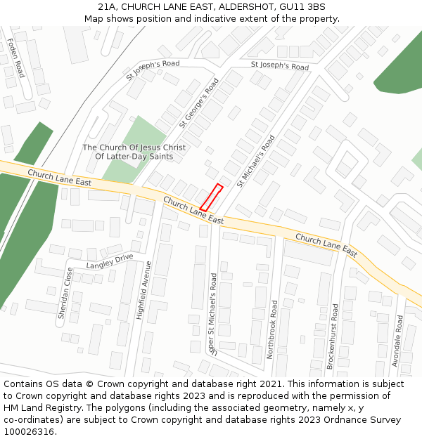 21A, CHURCH LANE EAST, ALDERSHOT, GU11 3BS: Location map and indicative extent of plot