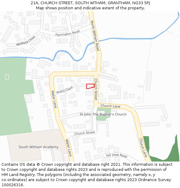 21A, CHURCH STREET, SOUTH WITHAM, GRANTHAM, NG33 5PJ: Location map and indicative extent of plot