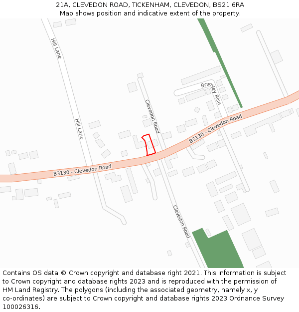 21A, CLEVEDON ROAD, TICKENHAM, CLEVEDON, BS21 6RA: Location map and indicative extent of plot