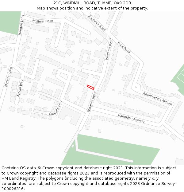 21C, WINDMILL ROAD, THAME, OX9 2DR: Location map and indicative extent of plot