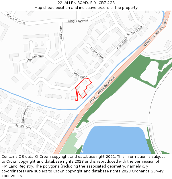 22, ALLEN ROAD, ELY, CB7 4GR: Location map and indicative extent of plot