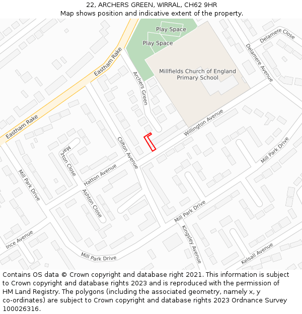 22, ARCHERS GREEN, WIRRAL, CH62 9HR: Location map and indicative extent of plot