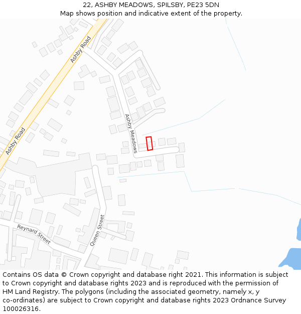 22, ASHBY MEADOWS, SPILSBY, PE23 5DN: Location map and indicative extent of plot