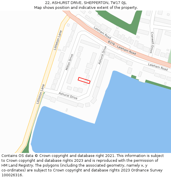 22, ASHURST DRIVE, SHEPPERTON, TW17 0JL: Location map and indicative extent of plot